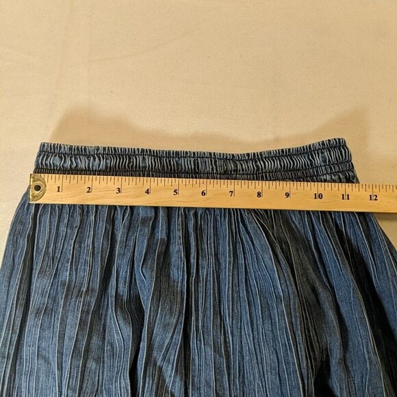 Alfred Dunner Beaded Denim Maxi Skirt 12P Elastic Waist Blue Jean Boho Midi - Picture 9 of 12